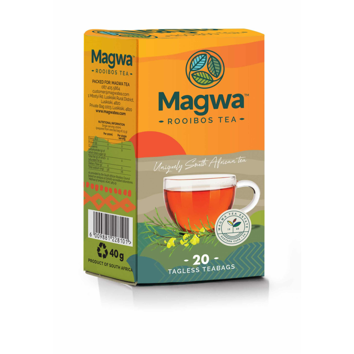 Magwa Rooibos Tea 40g (6 Pack) RSA Made