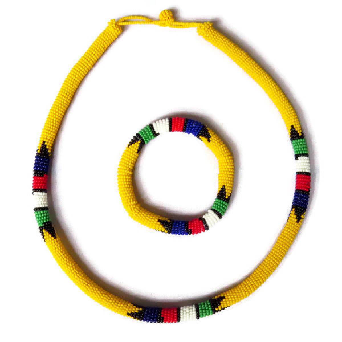 African Zulu beaded round bracelet Yellow 